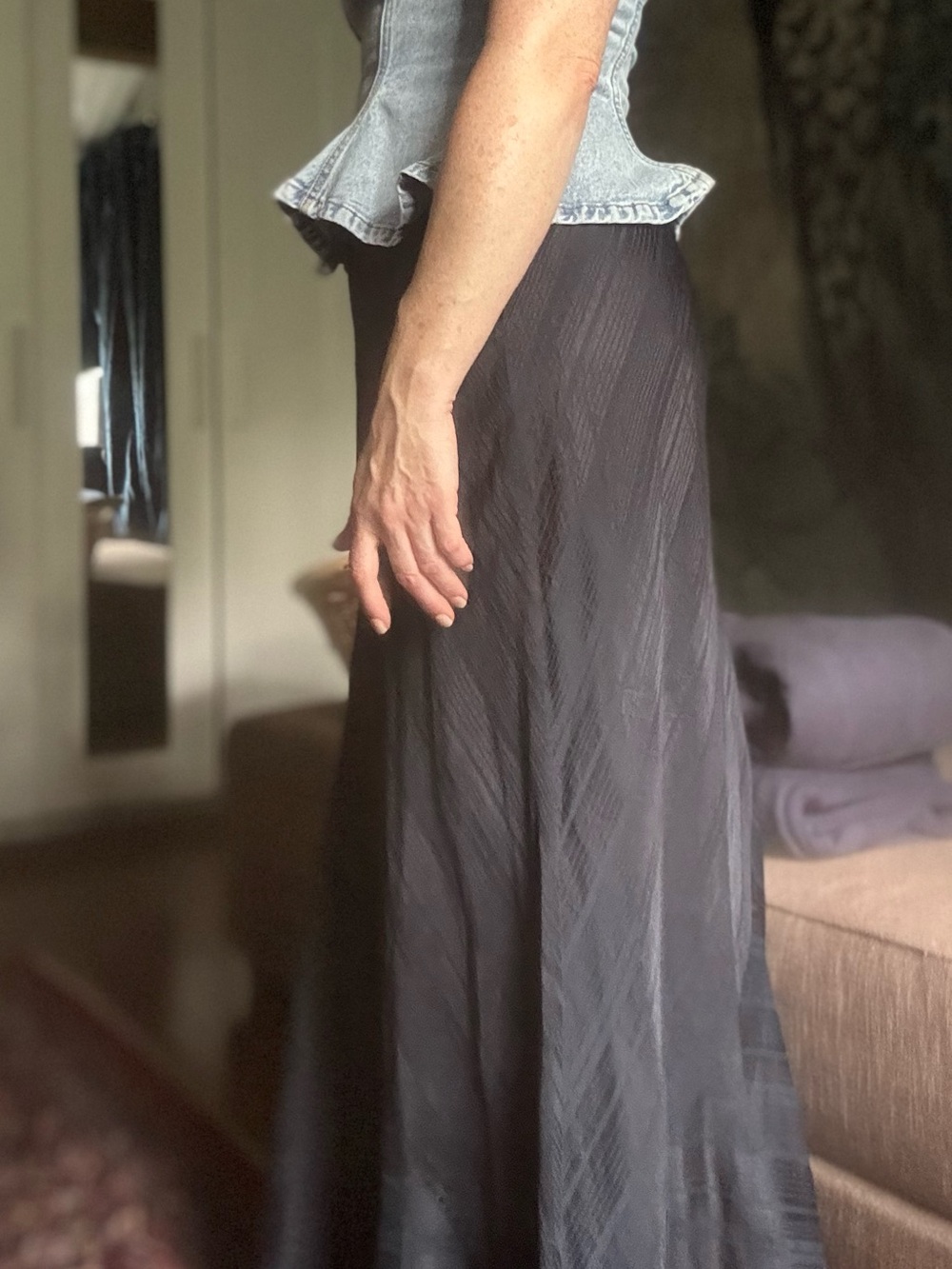 Talbots Vintage Navy A-Line Midi Skirt